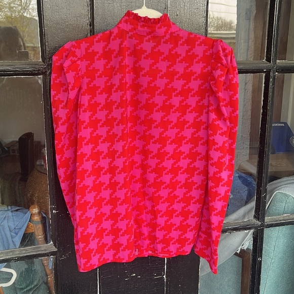 G by GIULIANA ~ Pink & Orange Houndstooth Top ~ Perfect Statement Piece ~ Size 4 - Picture 7 of 7
